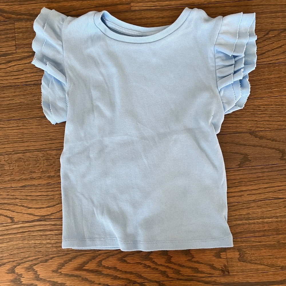 Girl’s Francesca's Collections Light Blue Ruffled Shirt